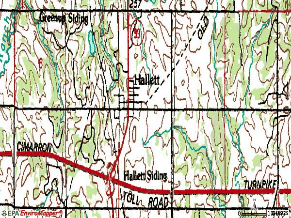 Zip code 74034 topographic map