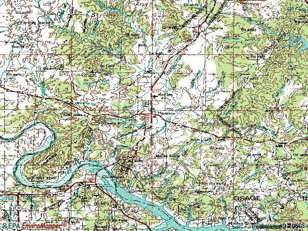 Zip code 74035 topographic map