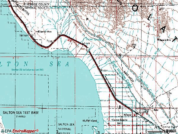 Zip code 92257 topographic map