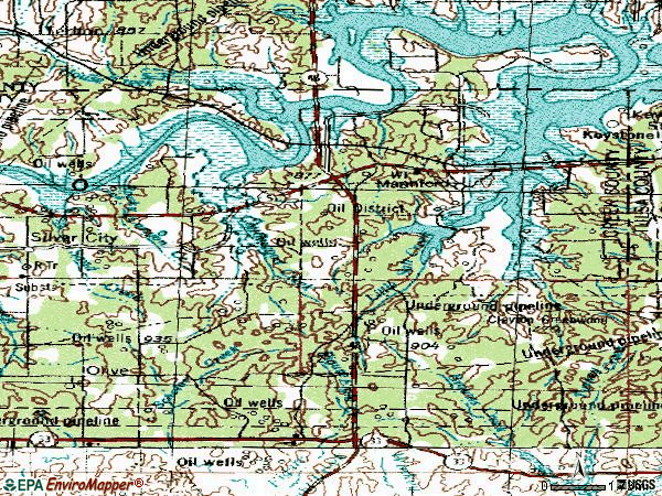 Zip code 74044 topographic map