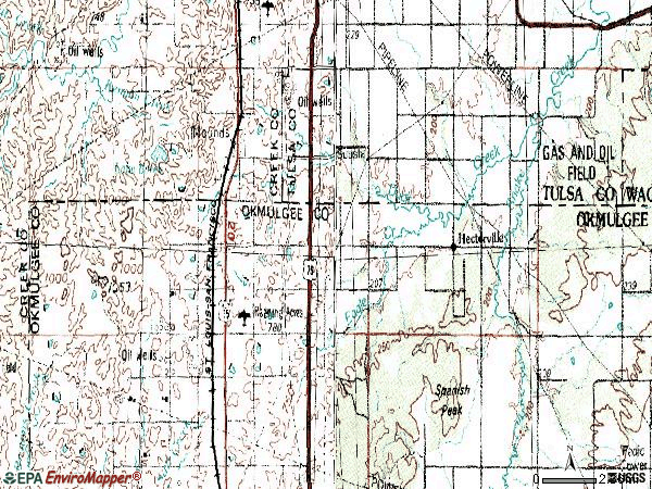 Zip code 74047 topographic map