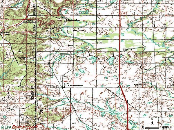 Zip code 74051 topographic map