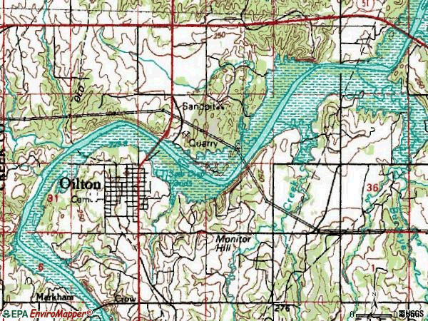Zip code 74052 topographic map