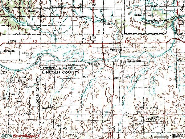 Zip code 74059 topographic map