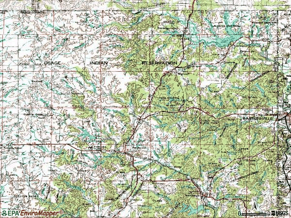 Zip code 74060 topographic map