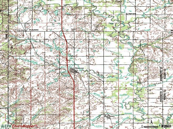 Zip code 74061 topographic map