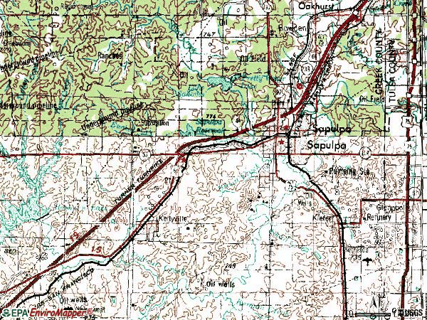 Zip code 74066 topographic map