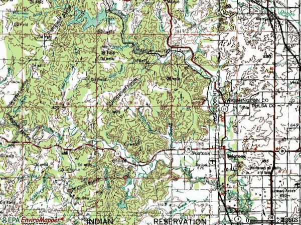 Zip code 74070 topographic map