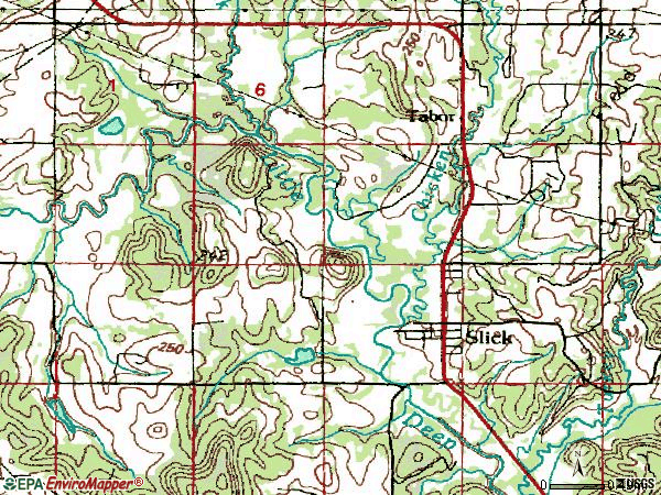 Zip code 74071 topographic map