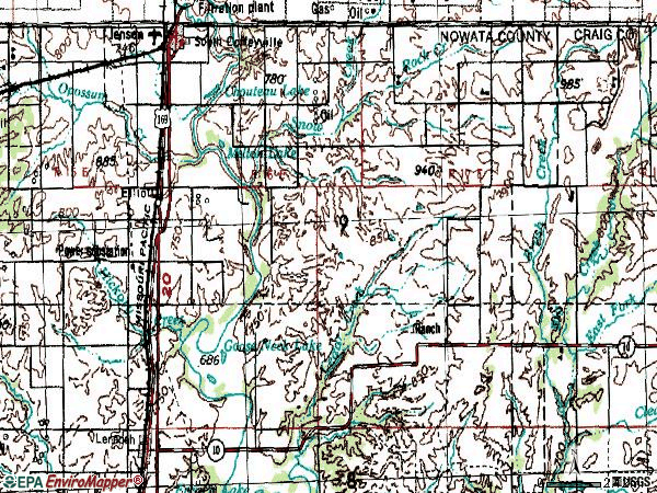 Zip code 74072 topographic map