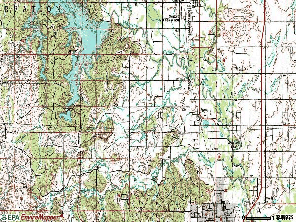 Zip code 74073 topographic map