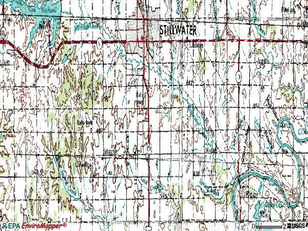 Zip code 74074 topographic map