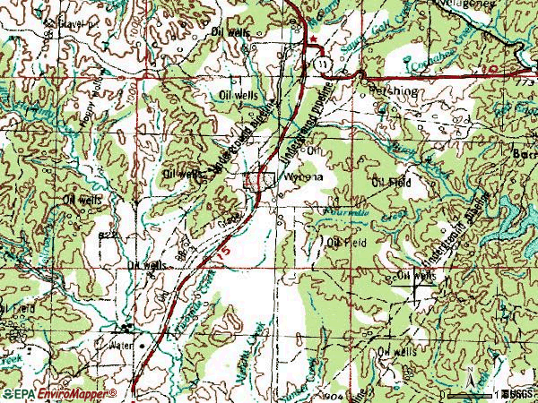 Zip code 74084 topographic map