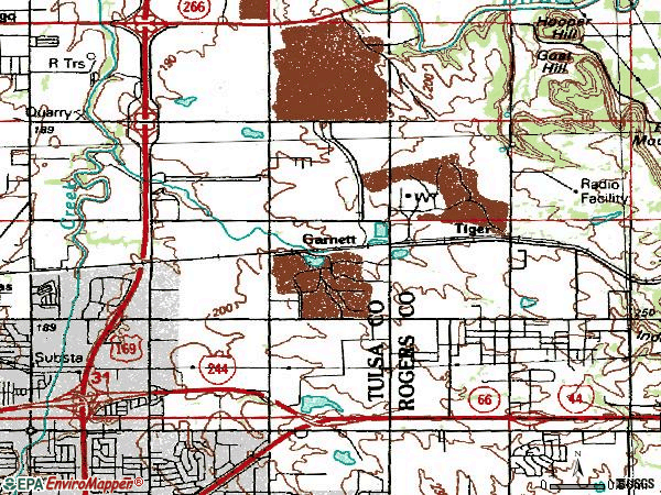 Zip code 74116 topographic map