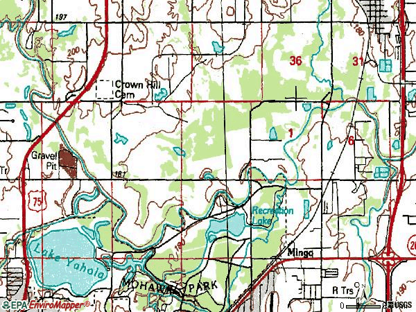 Zip code 74117 topographic map