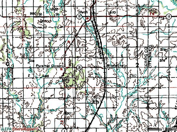 Zip code 74333 topographic map