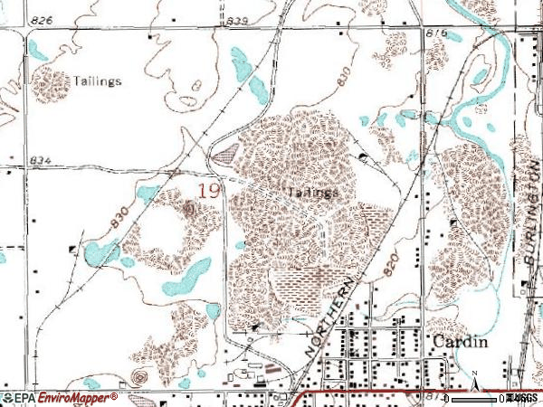 Zip code 74335 topographic map