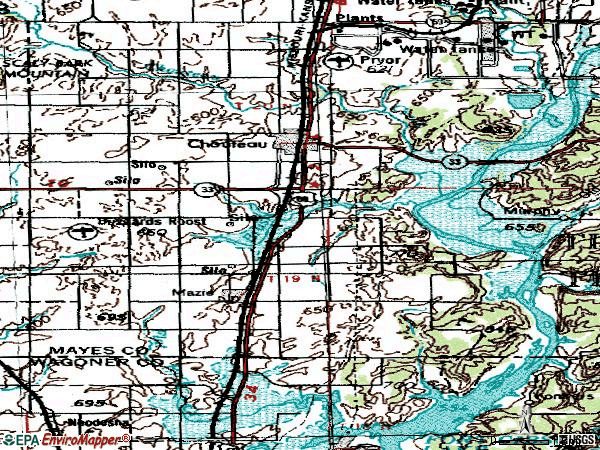 Zip code 74337 topographic map