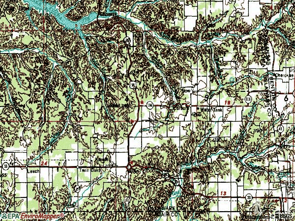 Zip code 74338 topographic map