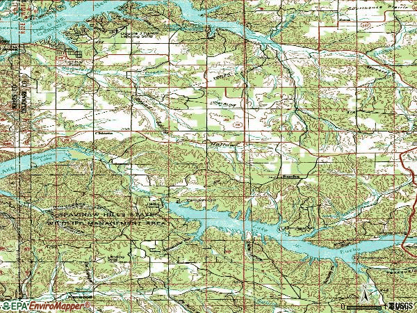 Zip code 74342 topographic map