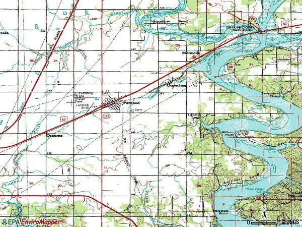 Zip code 74343 topographic map