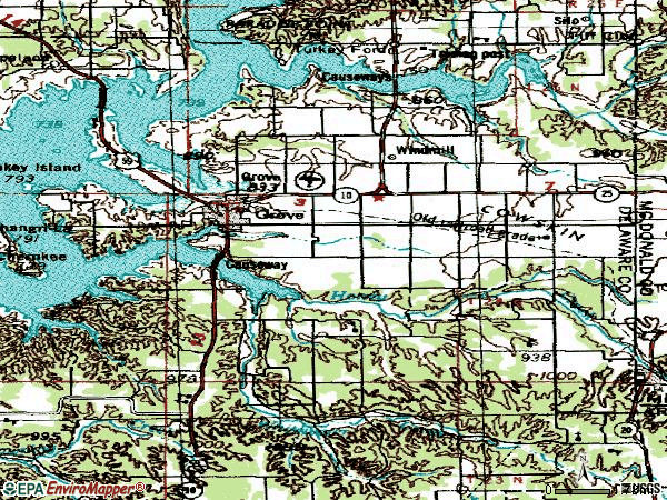 Zip code 74344 topographic map