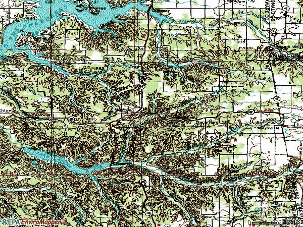 Zip code 74346 topographic map