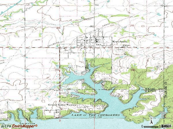 Zip code 74349 topographic map