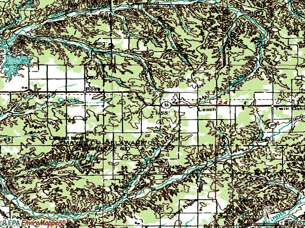 Zip code 74364 topographic map