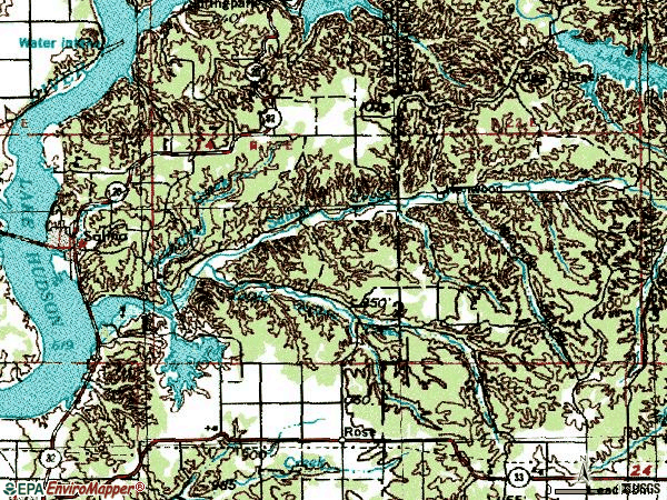 Zip code 74365 topographic map