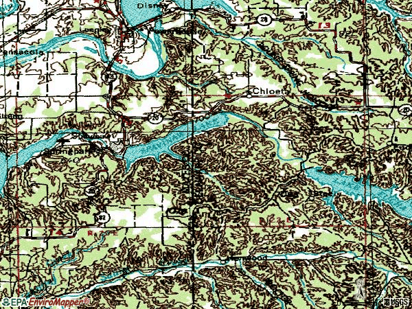Zip code 74366 topographic map