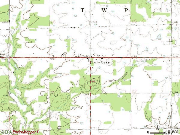 Zip code 74368 topographic map