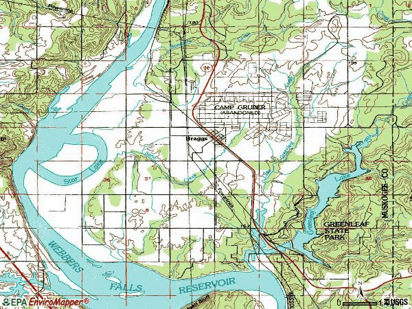 Zip code 74423 topographic map