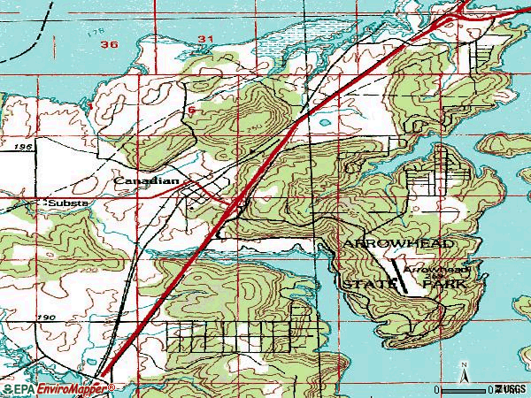 Zip code 74425 topographic map