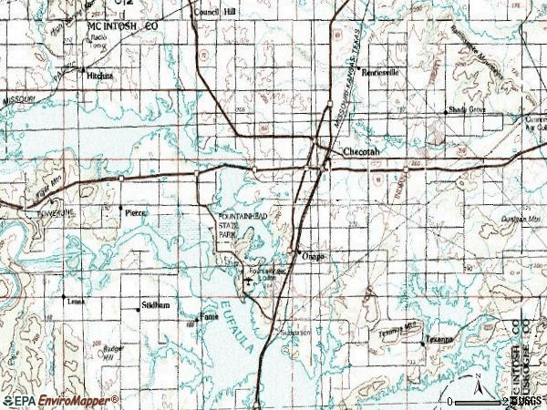 Zip code 74426 topographic map