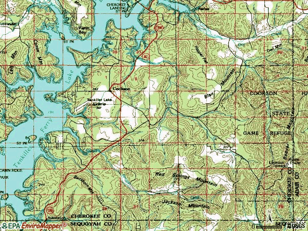 Zip code 74427 topographic map