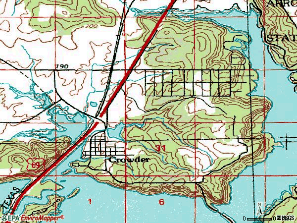 Zip code 74430 topographic map