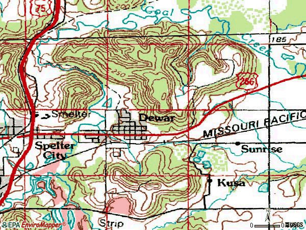 Zip code 74431 topographic map