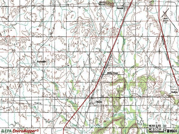 Zip code 74450 topographic map