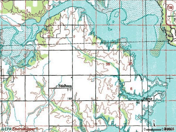 Zip code 74461 topographic map