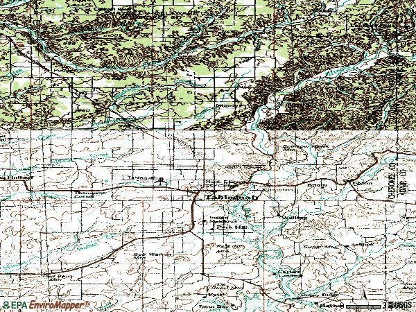 Zip code 74464 topographic map