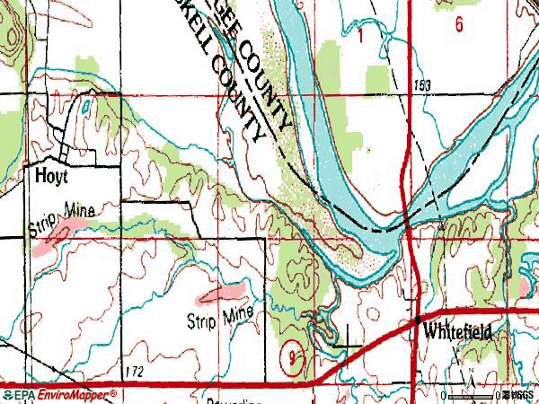 Zip code 74472 topographic map