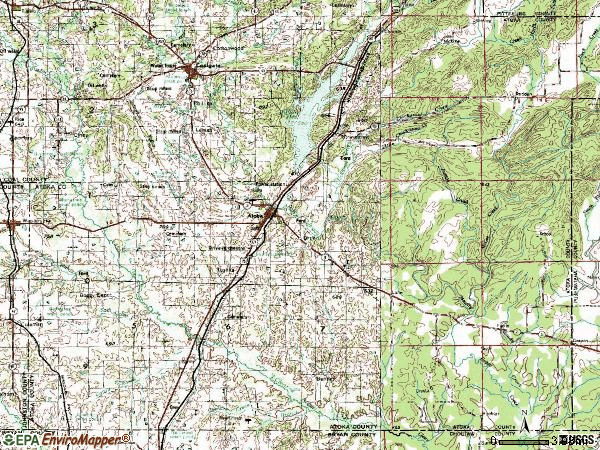 Zip code 74525 topographic map
