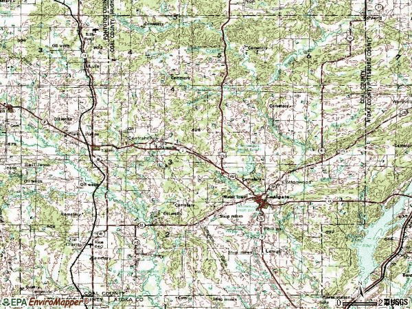 Zip code 74538 topographic map