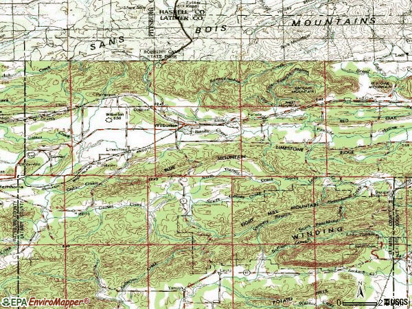 Zip code 74578 topographic map