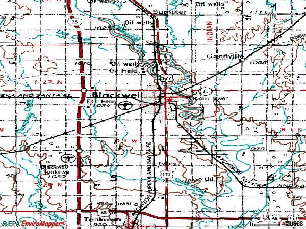 Zip code 74631 topographic map