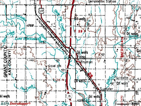 Zip code 74632 topographic map