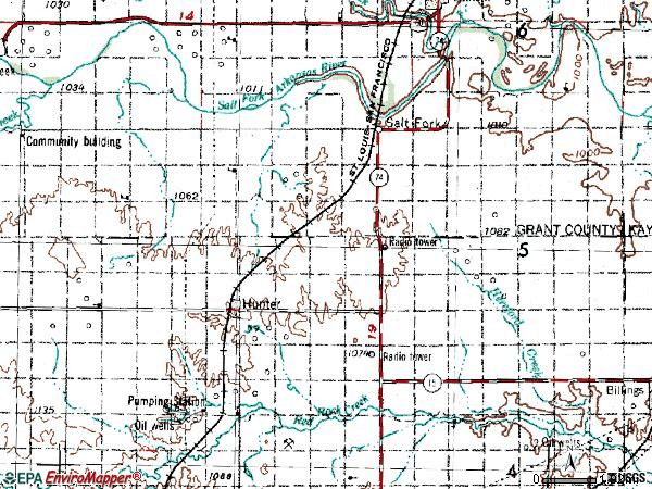 Zip code 74640 topographic map