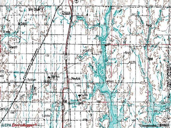 Zip code 74647 topographic map