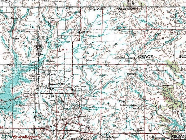 Zip code 74652 topographic map